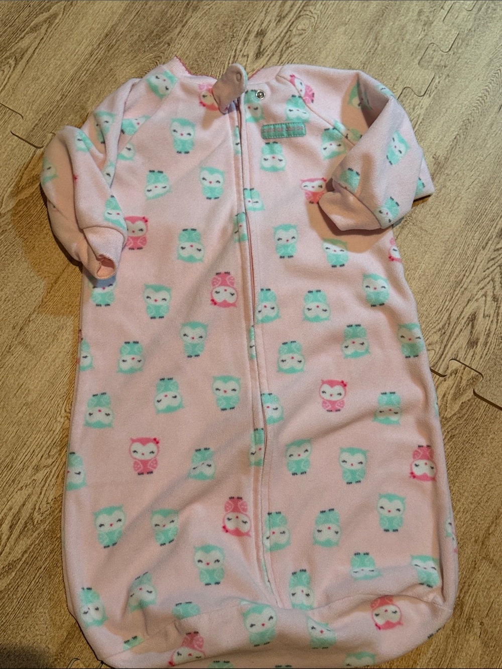 Carter's Pink Fleece Owl Print Zip Sleep Sack
